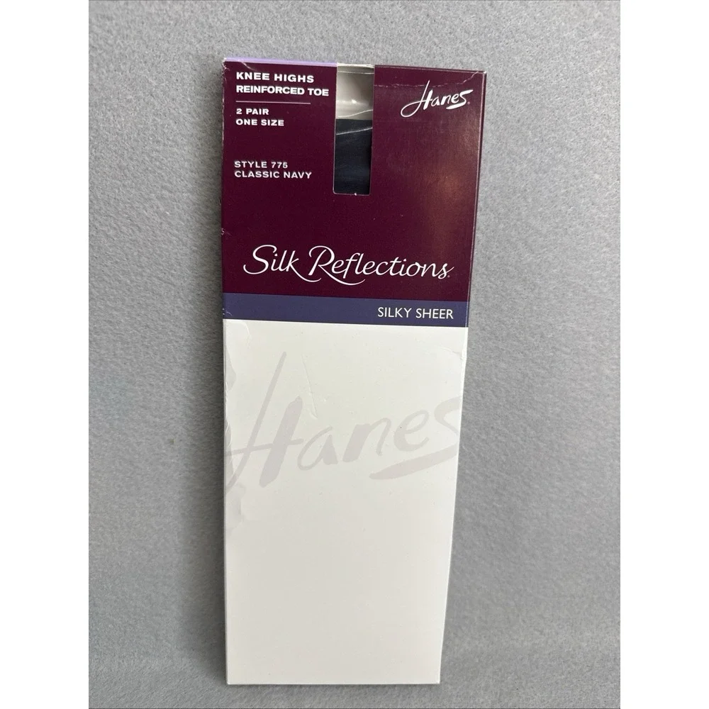 hanes silk reflections knee highs Style 775 Classic Navy  P9